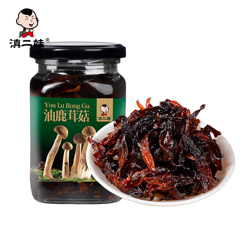 滇二娃 油鹿茸菇250g/瓶 云南特产瓶装即食菌菇下饭菜拌饭拌面酱菌子小吃