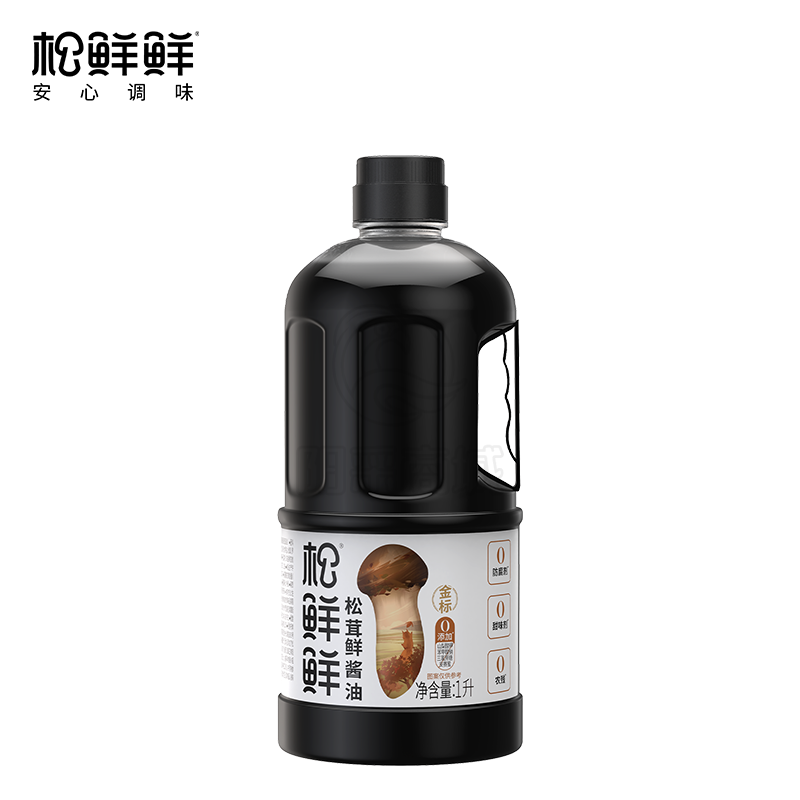 松鲜鲜 金标松茸鲜酱油 1L 瓶酿造酱油 0添加防腐剂 炒菜红烧调味生抽