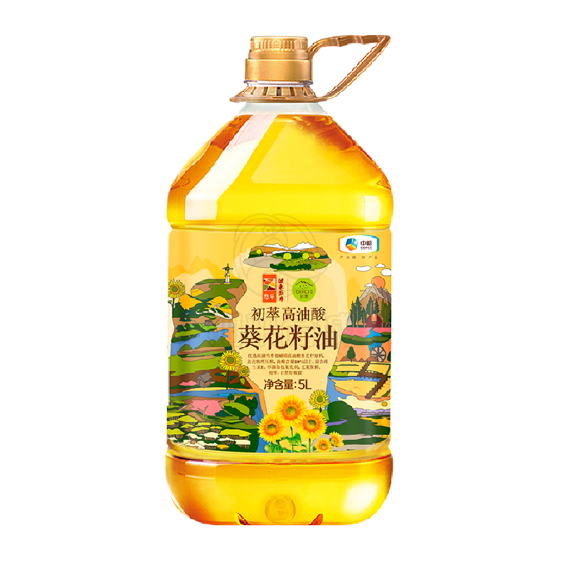 中粮初萃 食用油 高油酸葵花籽油5L*1桶 物理压榨